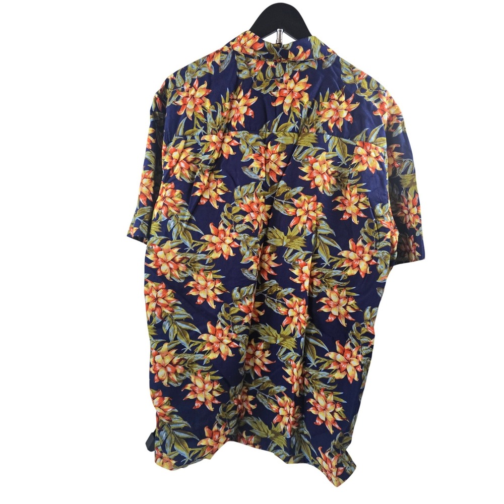 Island Republic Mens XL Navy Blue Tropical Floral Cotton Viscose Button Up Shirt - Picture 2 of 6
